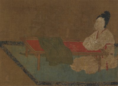 Pige siddende ved en broderiramme, Ming-dynastiet, 1400-tallet. af Unbekannt