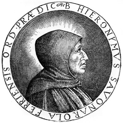 Girolamo Savonarola 1452-1498, italiensk dominikansk præst og leder af Firenze, 1882 af Unbekannt
