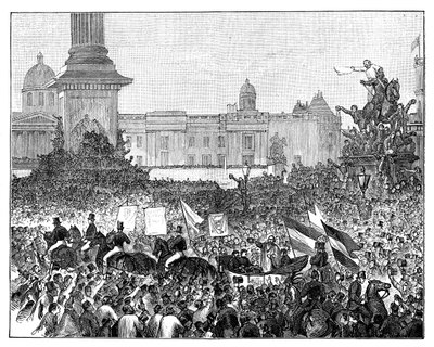 Giuseppe Garibaldis reception på Trafalgar Square, London, 1864 af Unbekannt
