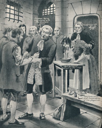 Giving Prisoners the Waterpox in Gaol, slutningen af det 18. århundrede, c1934 af Unbekannt