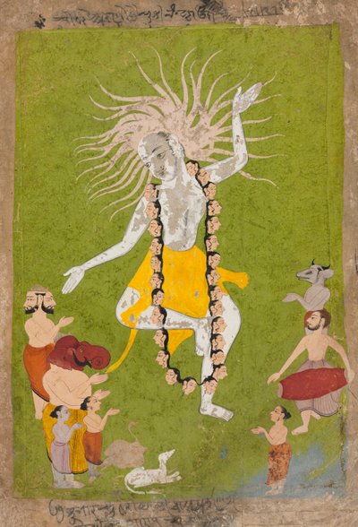 Gud Shiva i sit voldsomme aspekt som Mahakala Dancing, ca. 1700-1710. af Unbekannt