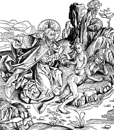 Gud skabte Eva fra Adams ribben, 1493 af Unbekannt