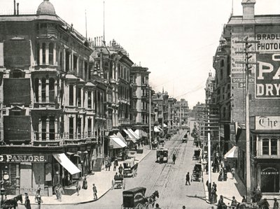 Grant Avenue ser mod nord fra Market Street, San Francisco, USA, 1895. af Unbekannt