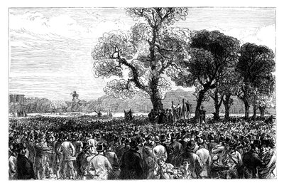 Stor demonstration ved Reformers Tree i Hyde Park, London, midten af det 19. århundrede af Unbekannt