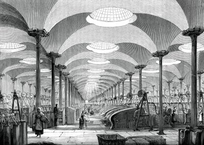 Stor sal i Mrs Marshalls hørmølle, Leeds, c1880 af Unbekannt