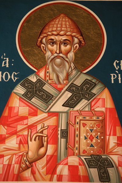 Græsk-ortodoks ikon, der forestiller Saint Spiridon Thessalonique, Grækenland af Unbekannt