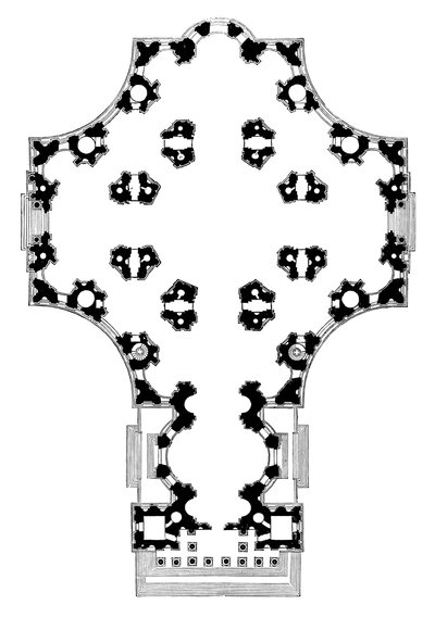 Grundplan for St Pauls Cathedral, London, andet design, 17. århundrede 1882 af Unbekannt
