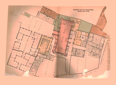 Guild Hall City of London Plan, c1750, 1886 af Unbekannt