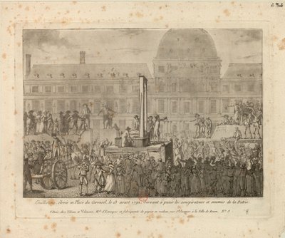 Guillotine rejst på Place du Carrousel, 13. august 1792 … af Unbekannt
