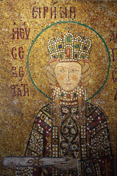 Hagia Sophia mosaik: Kejserinde Irene holder en rulle Istanbul Turquie af Unbekannt