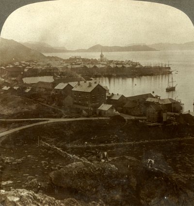 Hammerfest. Verdens nordligste by - ingen solnedgang fra 13. maj til 29. juli, Norge, c1905. af Unbekannt