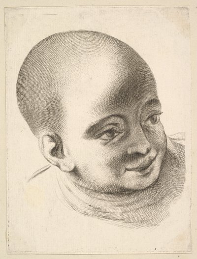 Head of a Child, fra Livre de Têtes Gravées dapres F. Boucher et Autres Book of..., 1700-tallet. af Unbekannt