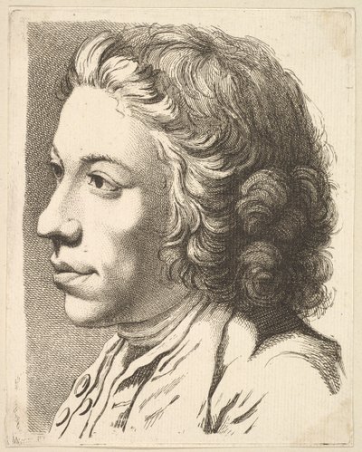 Head of a Man in Profile, fra Livre de Têtes Gravées dapres F. Boucher et Autres..., 1700-tallet. af Unbekannt
