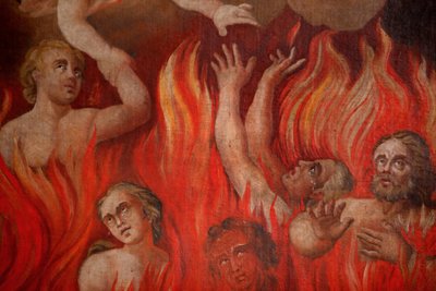 Helvede maleri i Saint-Nicolas de Veroce kirke, Saint-Nicolas de Veroce, Frankrig af Unbekannt