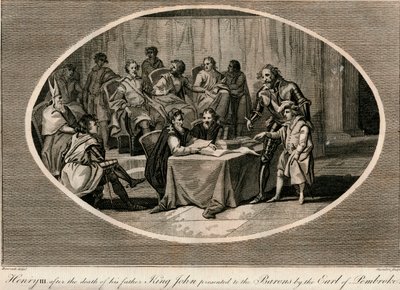 Henry III præsenteret for baronerne af jarlen af Pembroke, 1216 1793 af Unbekannt