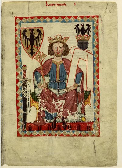 Henrik VI 1165-1197, hellig romersk kejser fra Codex Manesse, mellem 1305 og 1340 af Unbekannt