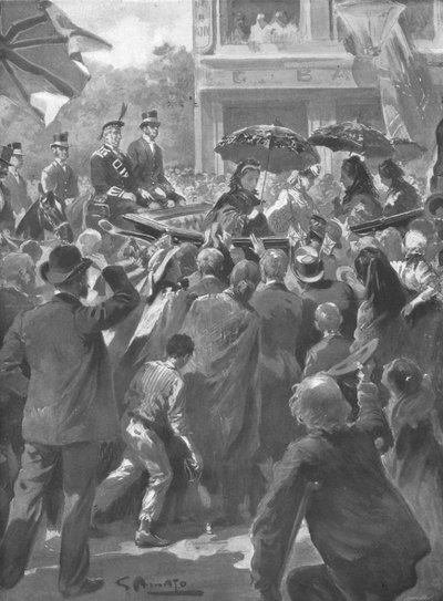 ...Hendes Majestæts besøg i East End i London, den 2. april 1873, 1901. af Unbekannt