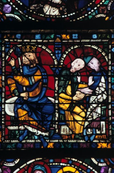 Herodes og hans rådgivere, farvet glas, Chartres Cathedral, Frankrig, 1145-1155 af Unbekannt