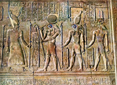 Hieroglyfisk relief, Temple of Kom Ombo, Egypten, 20. århundrede af Unbekannt