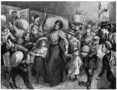 Humleplukkere forlader London Bridge ved midnat 1900 af Unbekannt