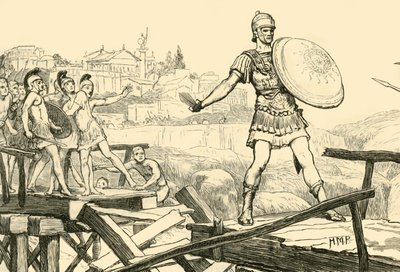 Horatius Cocles forsvarer broen, 1890. af Unbekannt