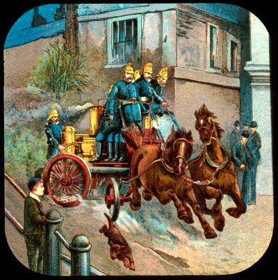Hestetrukket brandbil, c1800-tallet af Unbekannt