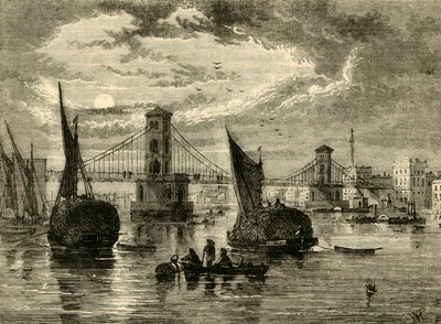 Hungerford Suspension Bridge, 1850, 1881. af Unbekannt