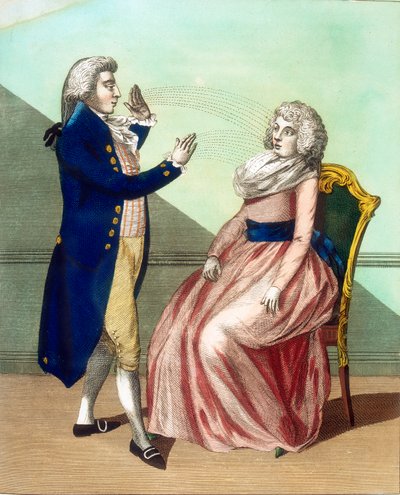 Hypnotisør hypnotiserer en patient, c1795 af Unbekannt
