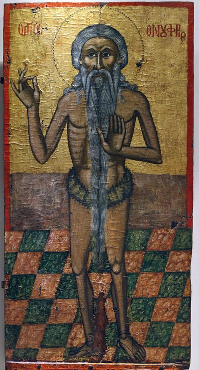 Ikon i Pedoulas byzantinske museum: Saint Onoufrios (1600-tallet), 20150510, Pedoulas, Cypern af Unbekannt