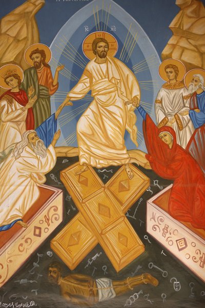 Ikon i St. Georges ortodokse kirke, Madaba: Kristi opstandelse, Madaba, Jordanie af Unbekannt