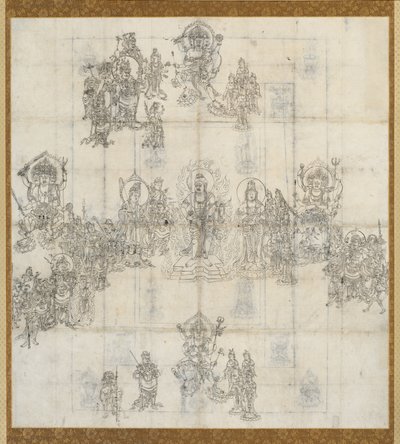 Ikonografisk skitse Zuzo for the Benevolent Kings Sutra Mandala, 1100-tallet. af Unbekannt