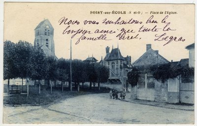 Ile de France, Essonne (91), Soisy sur Ecole (Soisy-sur-Ecole): Kirkeplads - Postkort slutningen af ​​det 19.-begyndelsen af ​​det 20. århundrede af Unbekannt