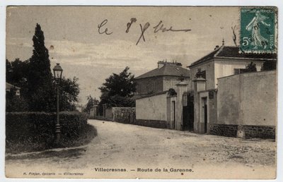 Ile de France, Val de Marne (94), Villecresnes: Garenne-vejen - Postkort dateret 1909 af Unbekannt
