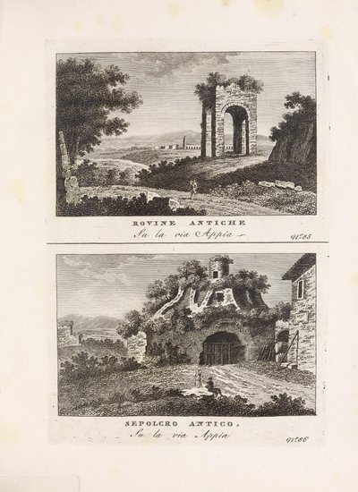 Illustrationer hentet fra boken Gamle og moderne synspunkter den mest interessante af byen Rom av ukjent forfatter og udgivelse af Venanzio Monaldini, Stefano Piale in Piazza di Spagna (it, [ca. 1820]) af Unbekannt