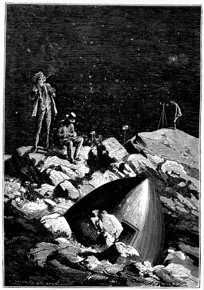 Illustration fra Fra Jorden til Månen af ​​Jules Verne, 1865 af Unbekannt