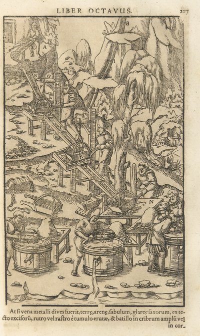 Illustration fra De re metallica libri XII af Georgius Agricola, 1556 af Unbekannt