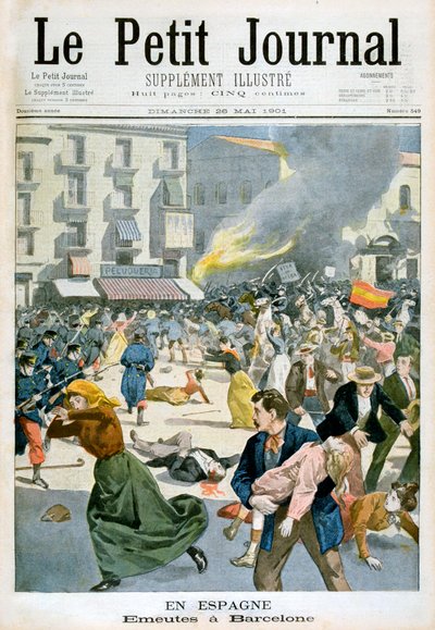 I Spanien bryder optøjer ud i Barcelona, 1901 af Unbekannt