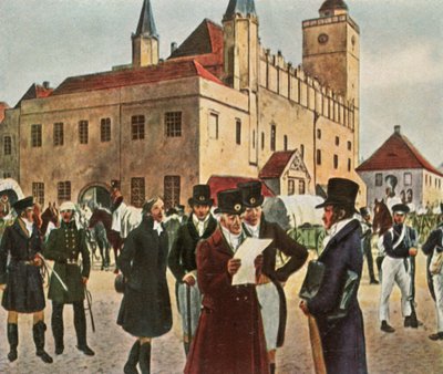 Foran rådhuset i Reichenbach i Schlesien under våbenhvilen, 1813, 1936. af Unbekannt