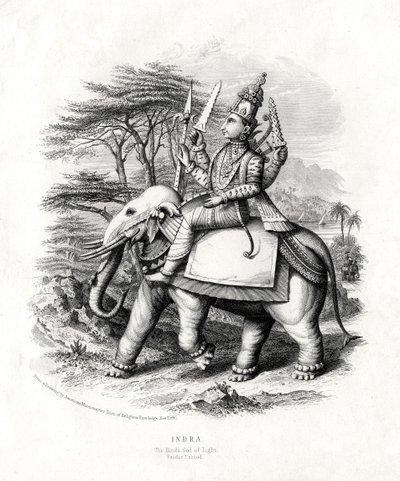 Indra, den hinduistiske lysgud, 1800-tallet af Unbekannt