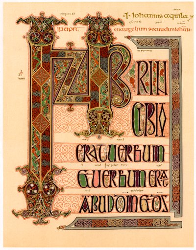 Startside fra Lindisfarne-evangelierne, slutningen af 7. eller begyndelsen af 8. århundrede af Unbekannt