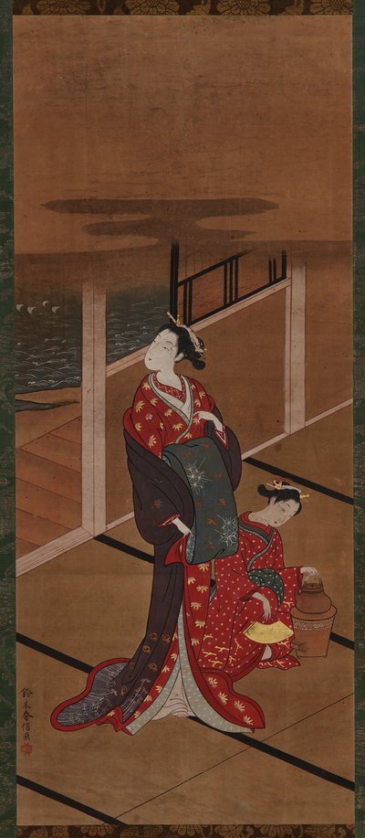 Interior: A Yujo and an Attendant Heating Water, Edo period, 1615-1868. af Unbekannt
