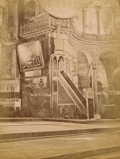 Interiør af Hagia Sophia, Istanbul, Tyrkiet, 1800-tallet. af Unbekannt