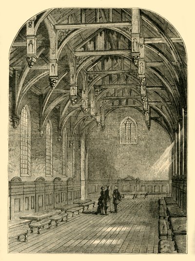 Interiør af den store sal, Lambeth Palace, 1800, c1878. af Unbekannt