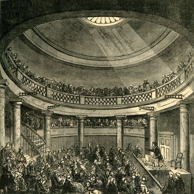 Interiør af Rotunda, Blackfriars Road, i 1820, c1878. af Unbekannt