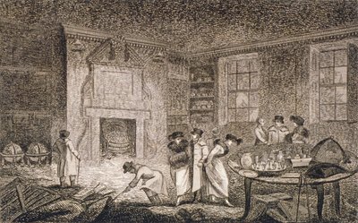 Indvendigt billede af Nathaniel Bentleys lokaler, Leadenhall Street, City of London, 1804 af Unbekannt