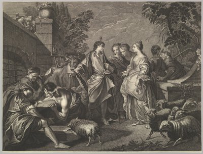 Jakob ankommer til Mesopotamien, 1700-tallet. af Unbekannt