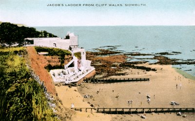 Jacobs Ladder, set fra Cliff Walks, Sidmouth, Devon, begyndelsen af det 20. århundrede af Unbekannt