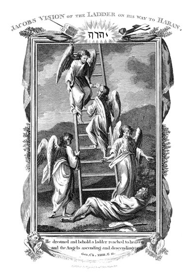Jacobs drøm om engle, der stiger op og ned af stigen til himlen, c1808 af Unbekannt