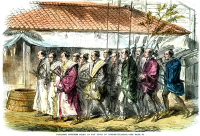 Japanske officerer vil aflægge lykønskningsbesøg, Japan, 1865 af Unbekannt