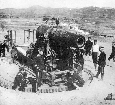 Japansk belejringspistol, russisk-japansk krig, 1904-5 af Unbekannt